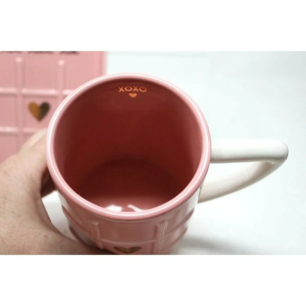 NEW MAGENTA Pink XOXO Tic Tac Toe Mug Coffee Cup & Tray Love Valentine RARE S2
